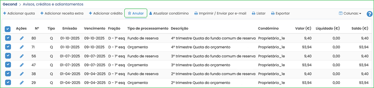 Mudança de condómino numa fração- anulação de avisos