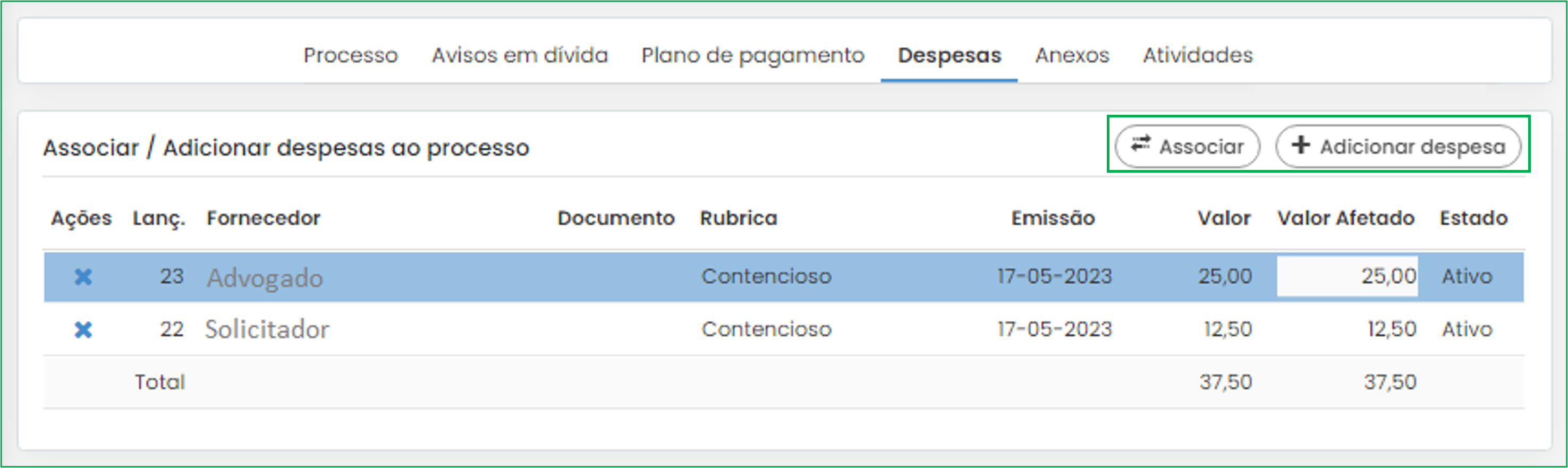 Em documentos de fornecedores, é possível inserir o número do do