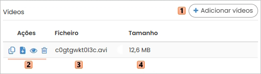Área dos vídeos na ficha do imóvel.