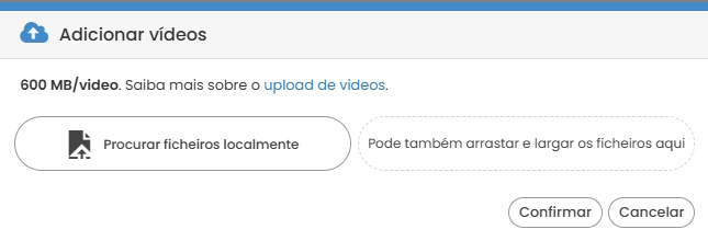 Adicionar vídeos.